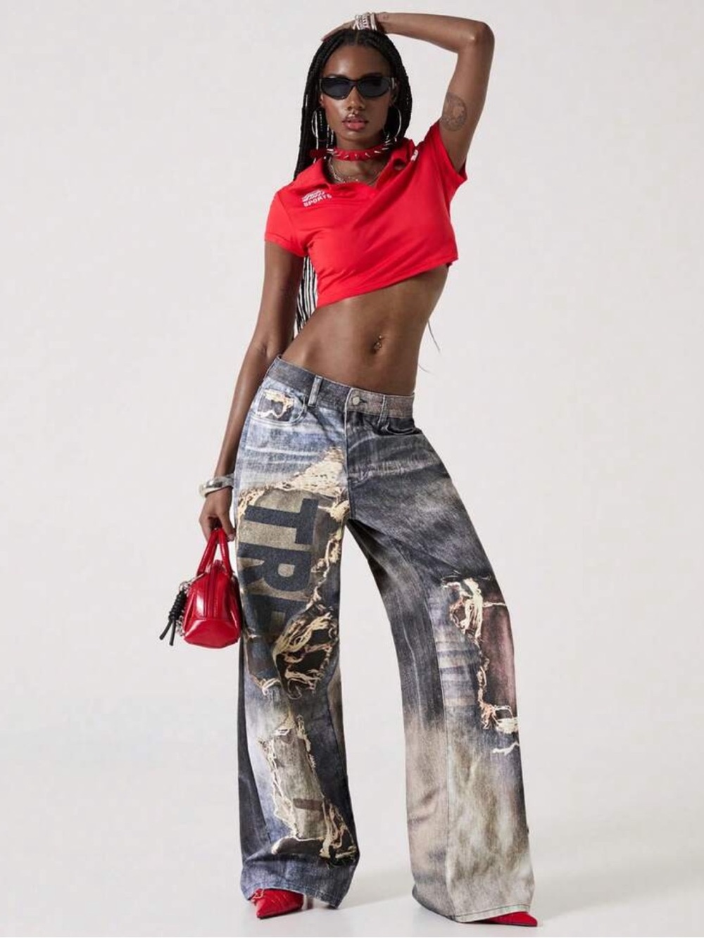 👖 {ROMWE Graphic Wide-Leg Jeans}
